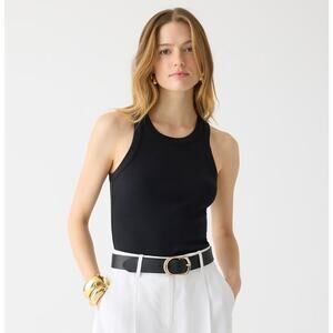 J.Crew Perfect-fit High Neck Tank Top SZ S Black Fitted Cotton Pullover Stretch